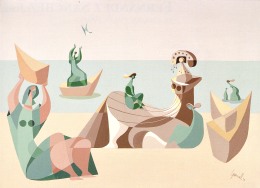 Jugando en la playa. Mario Fernndez Granell. 1973. Acrlico sobre lienzo.