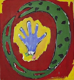 Man e serpe. Menchu Lamas. n.1954. Acr�lico sobre tea.