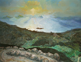 Nº inv. 281: Paisaxe. Antonio Quesada Porto. 3º ¼ Século XX. Óleo sobre lenzo. 113 alt. x 145 cm anch.