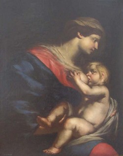 Virgen con el Niño.Anónimo napolitano. Siglo XVIII. Óleo sobre tela. Depósito del Museo Nacional del Prado.